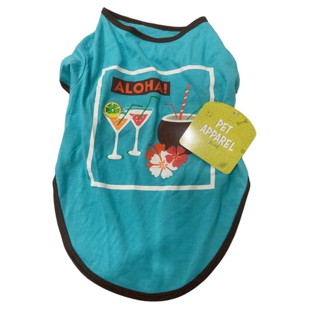 Aloha Dog/Pet Turquoise Shirt Size Large NWT